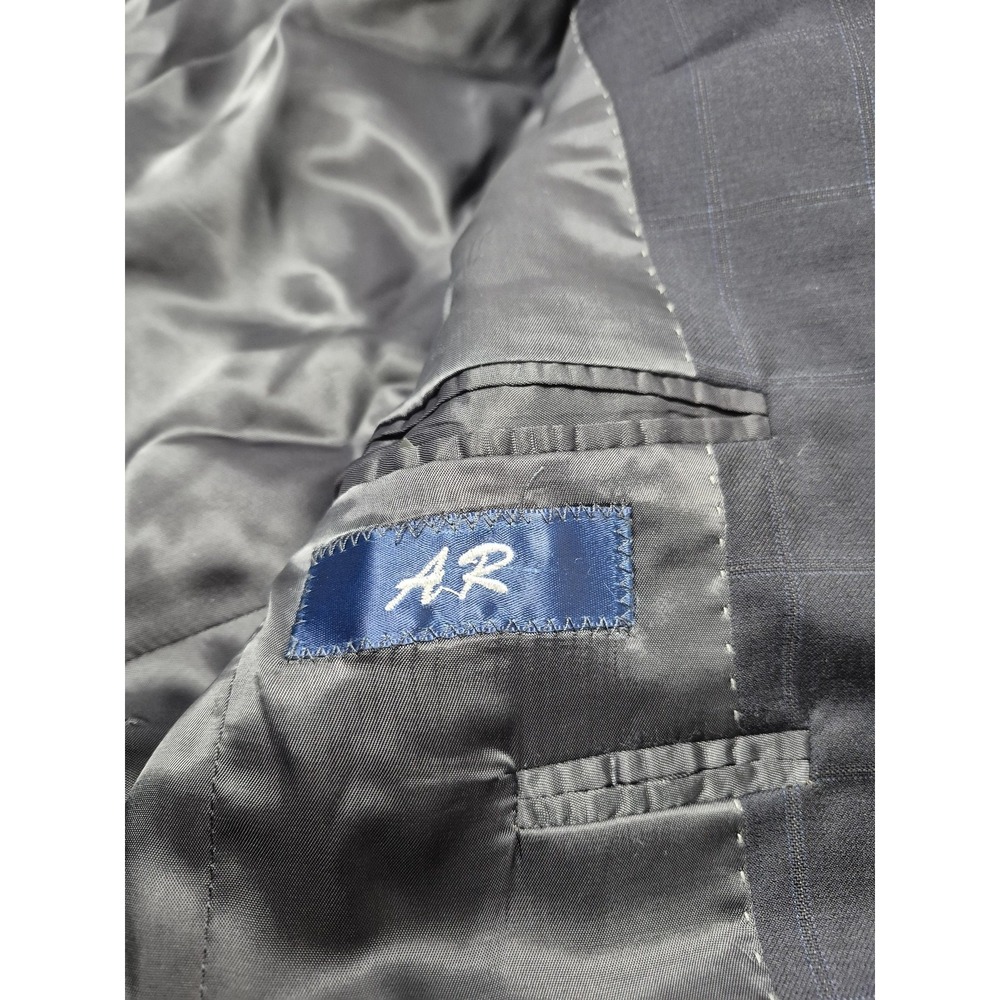 Peter Millar Blazer Mens 36S Blue 100% Wool Sport Coat Made In Canada Windowpane - Picture 5 of 14